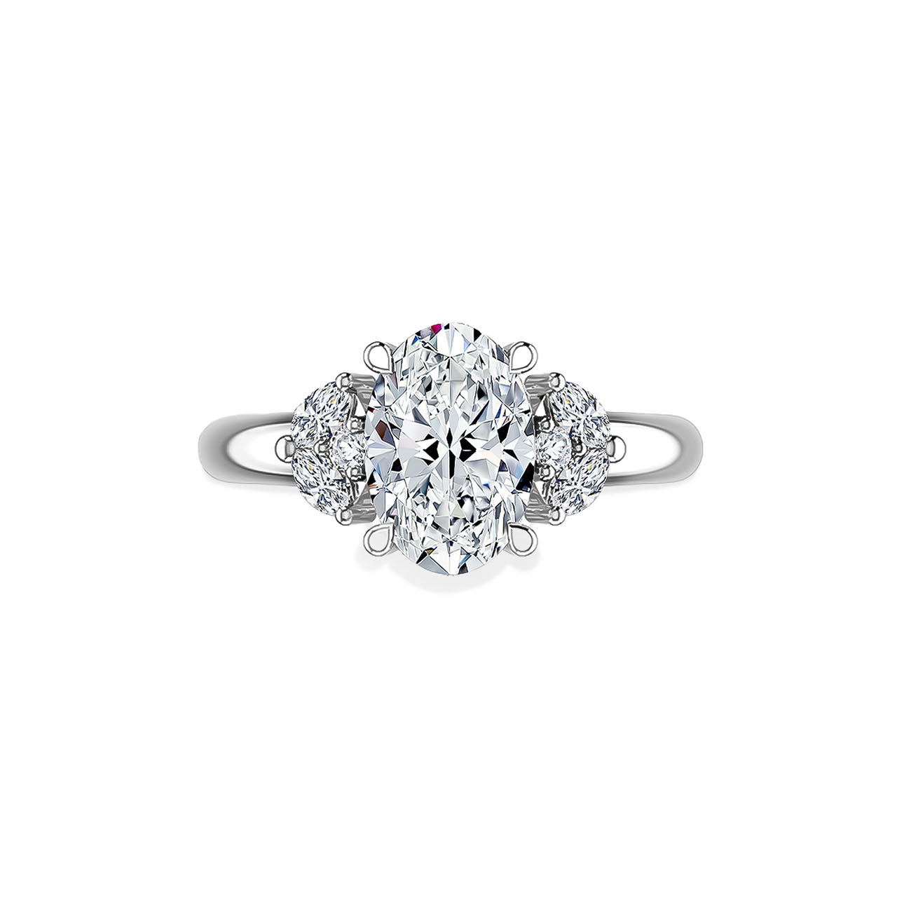 A. Jaffe Oval Side Stone Engagement Ring Setting