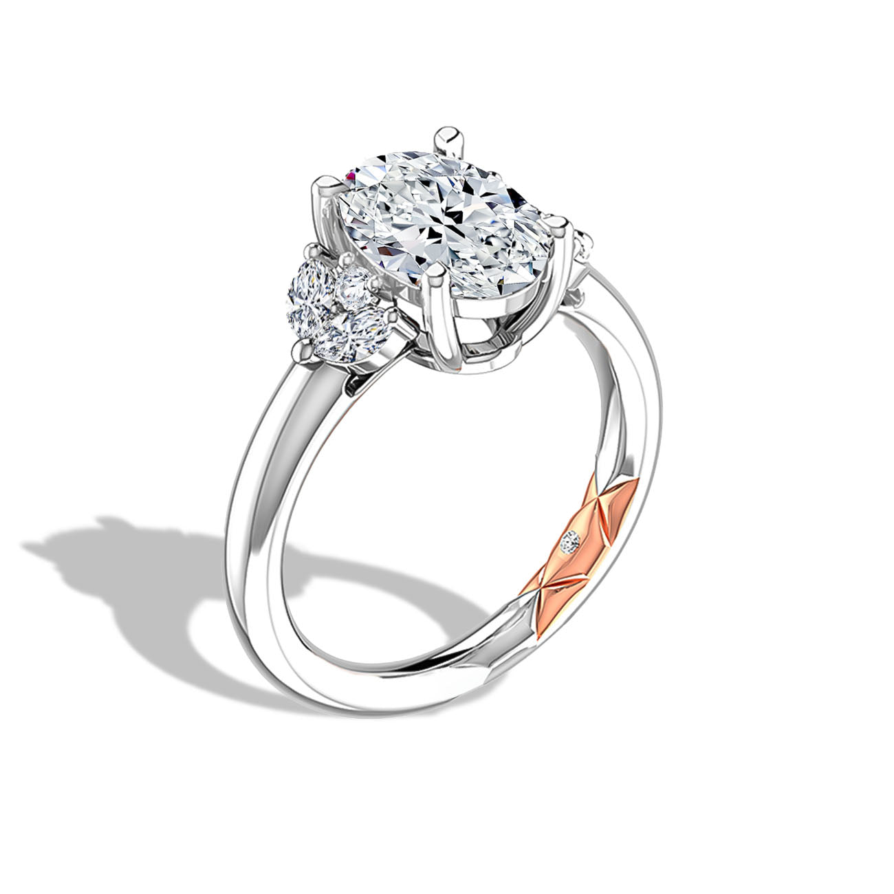 A. Jaffe Oval Side Stone Engagement Ring Setting