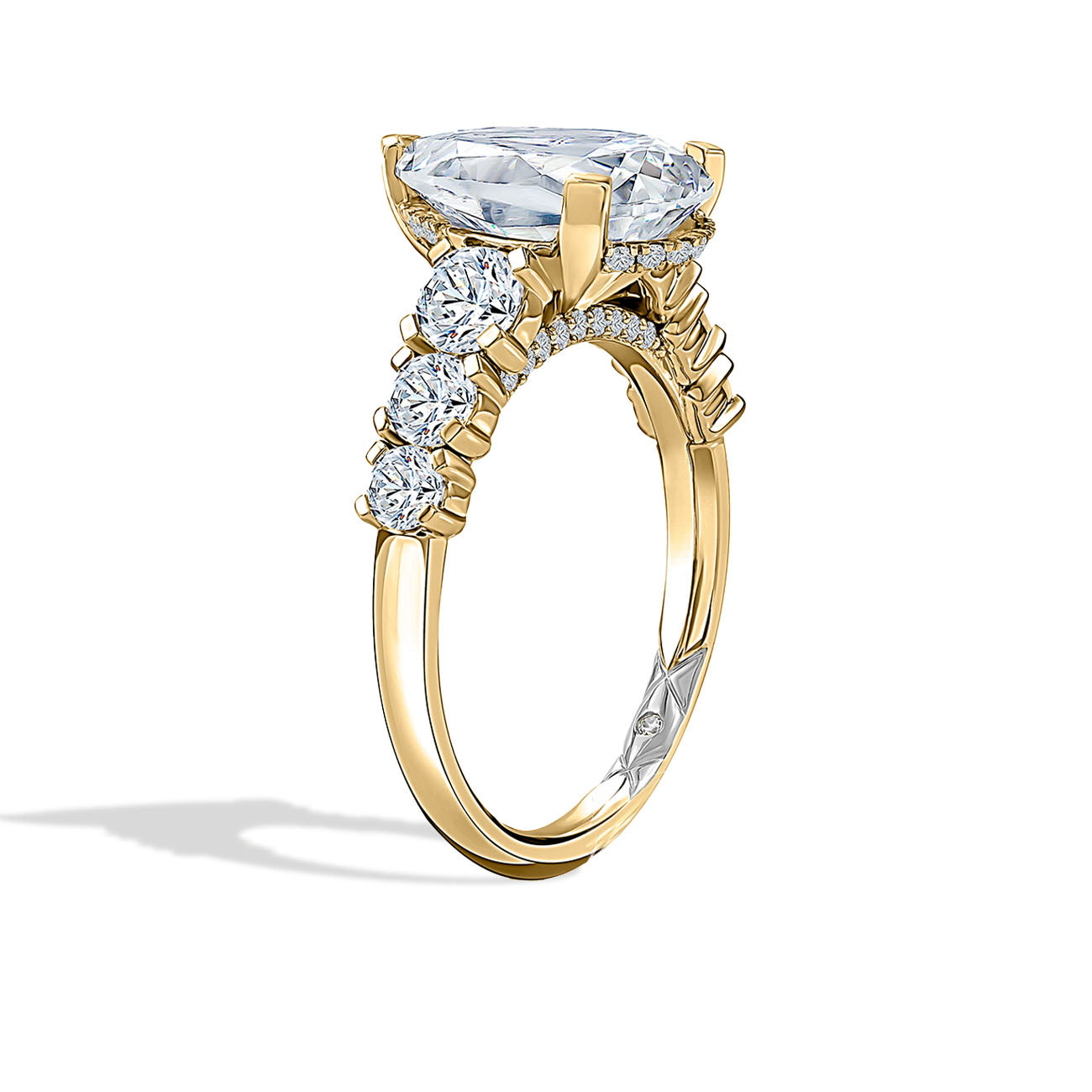 A. Jaffe Pear Shape Diamond Engagement Ring Pave Setting