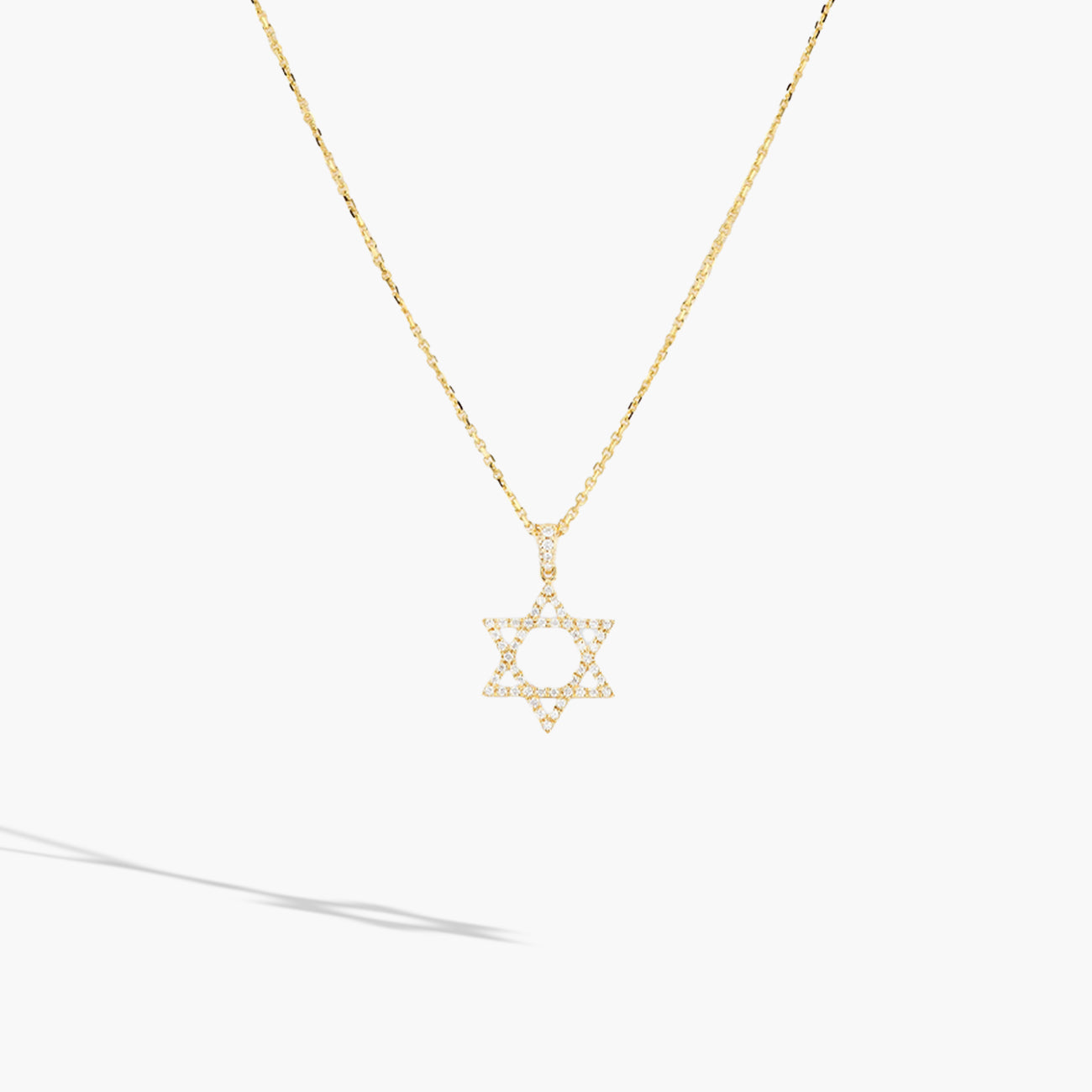 Yellow Gold Diamond Star of David Necklace - 0.25ctw