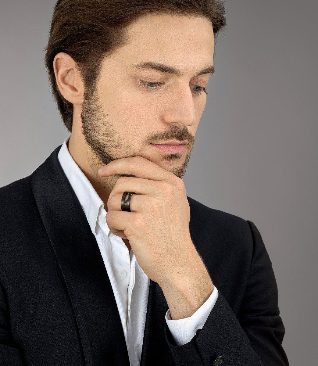 Messika Move Black Titanium and Black Diamond Wide Ring