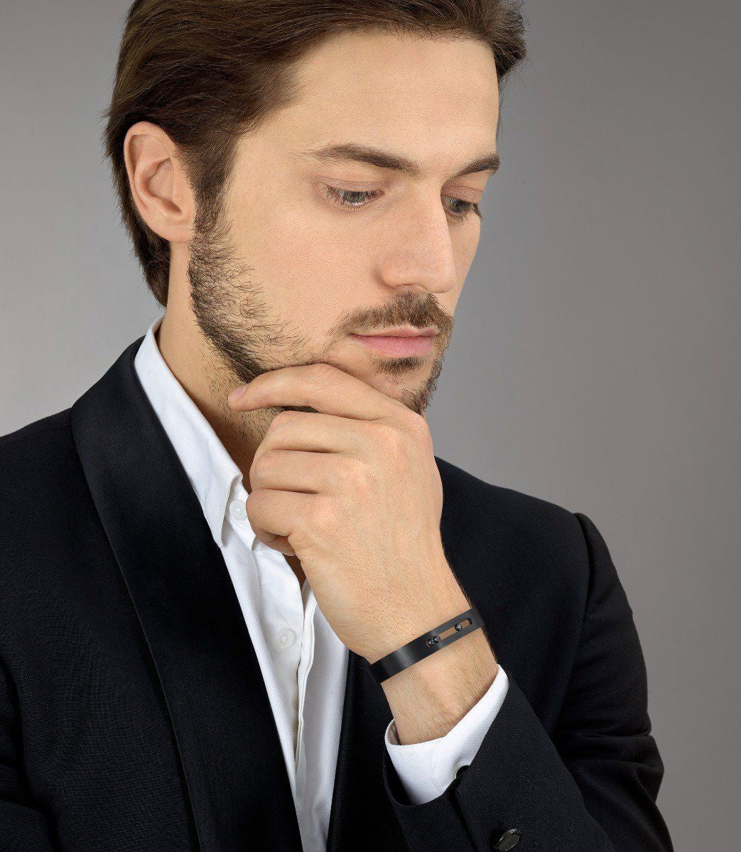 Messika Move Black Titanium and Black Diamond Thin Cuff Bracelet