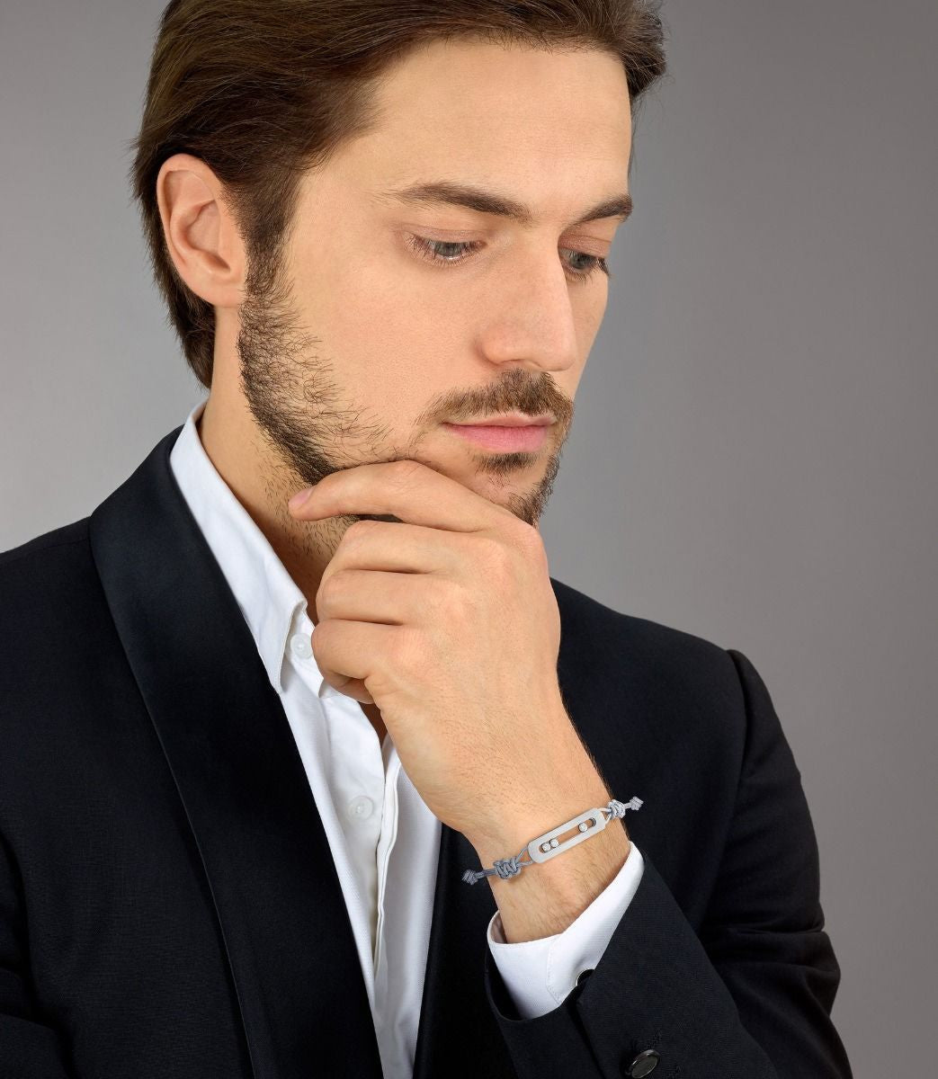 Messika Move Titanium and White Diamonds Cord Bracelet