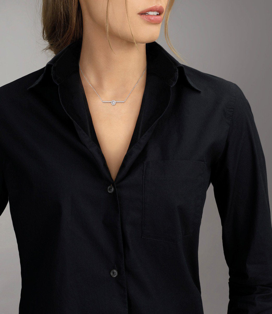 Messika Glam'Azone Diamond Oval Bar Necklace