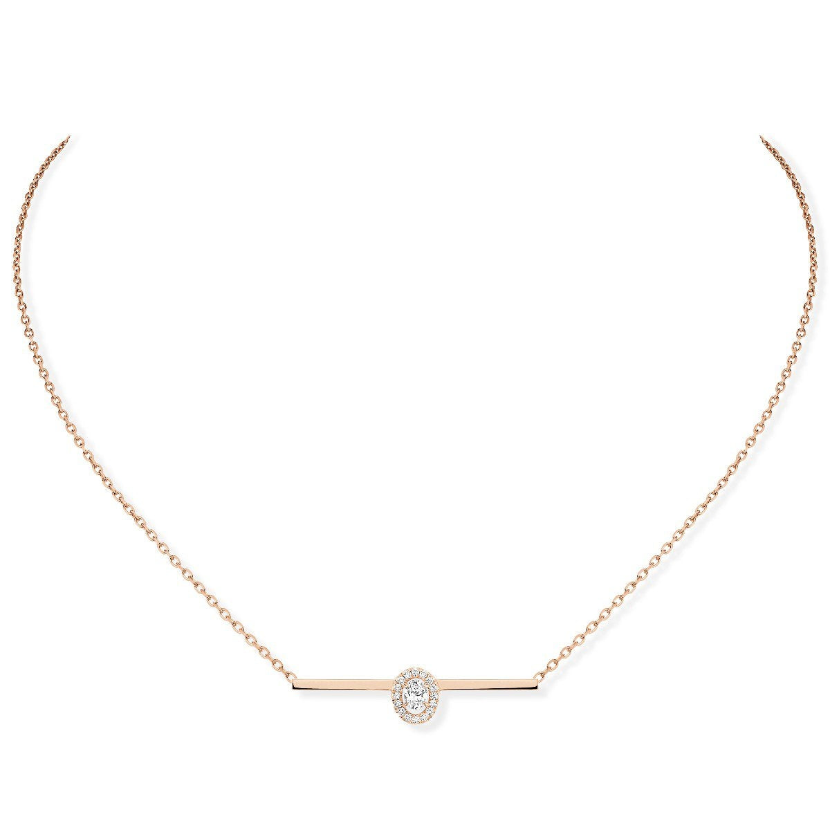 Messika Glam'Azone Diamond Oval Bar Necklace