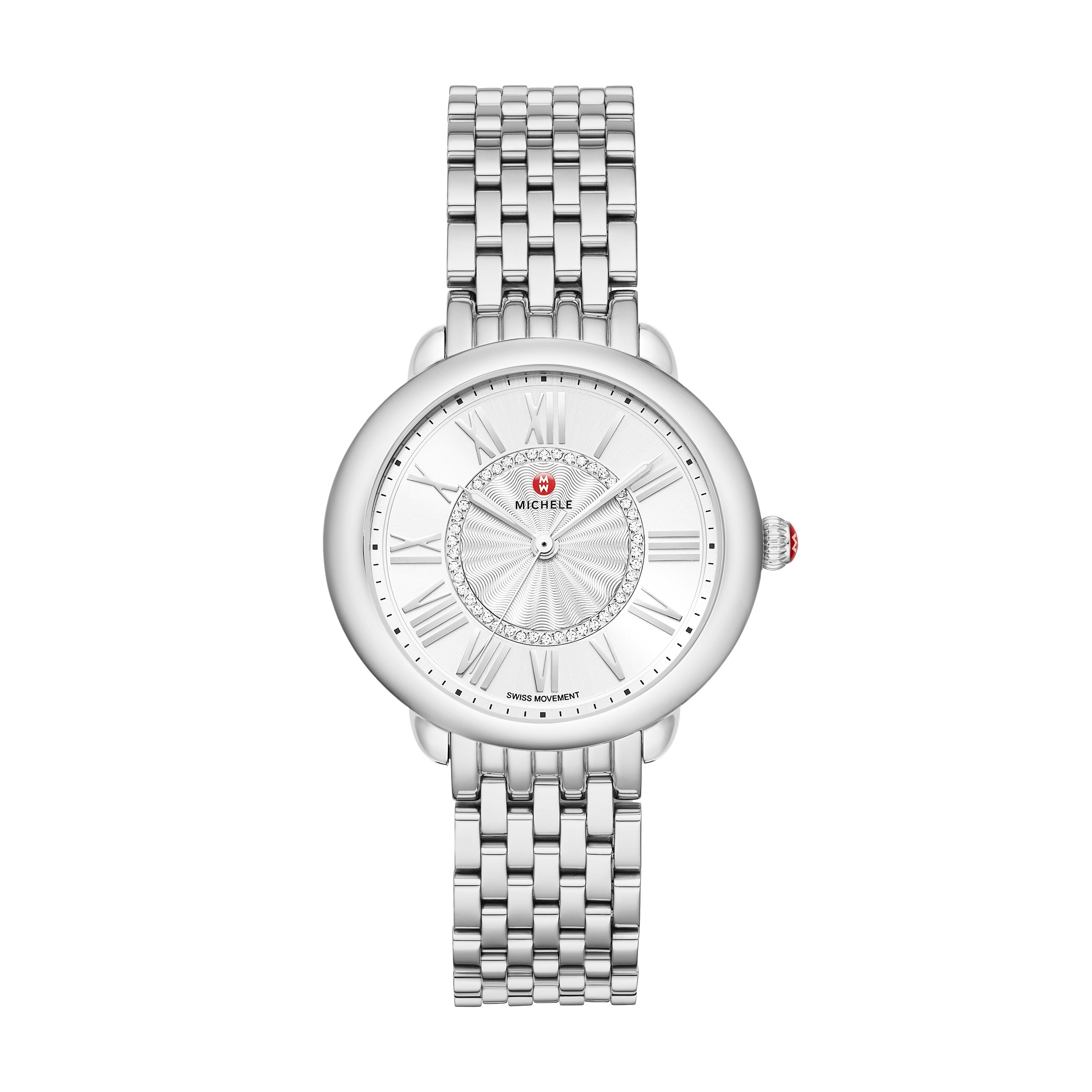 Michele Serein Mid Steel Diamond Dial Watch – 36mm