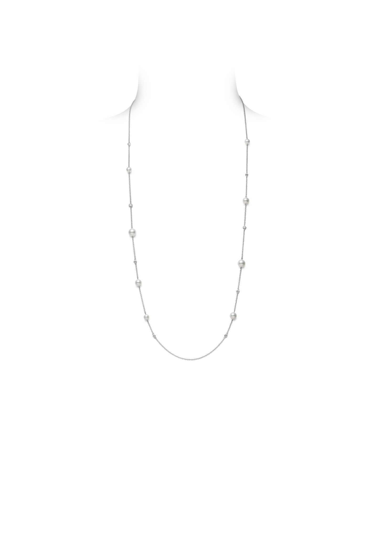 Mikimoto Pearl and Diamond Station Necklace