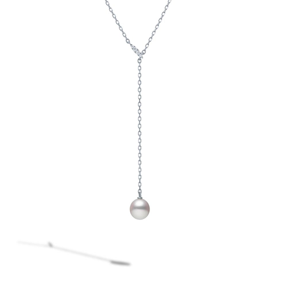 Mikimoto Pearl and Diamond Y Necklace