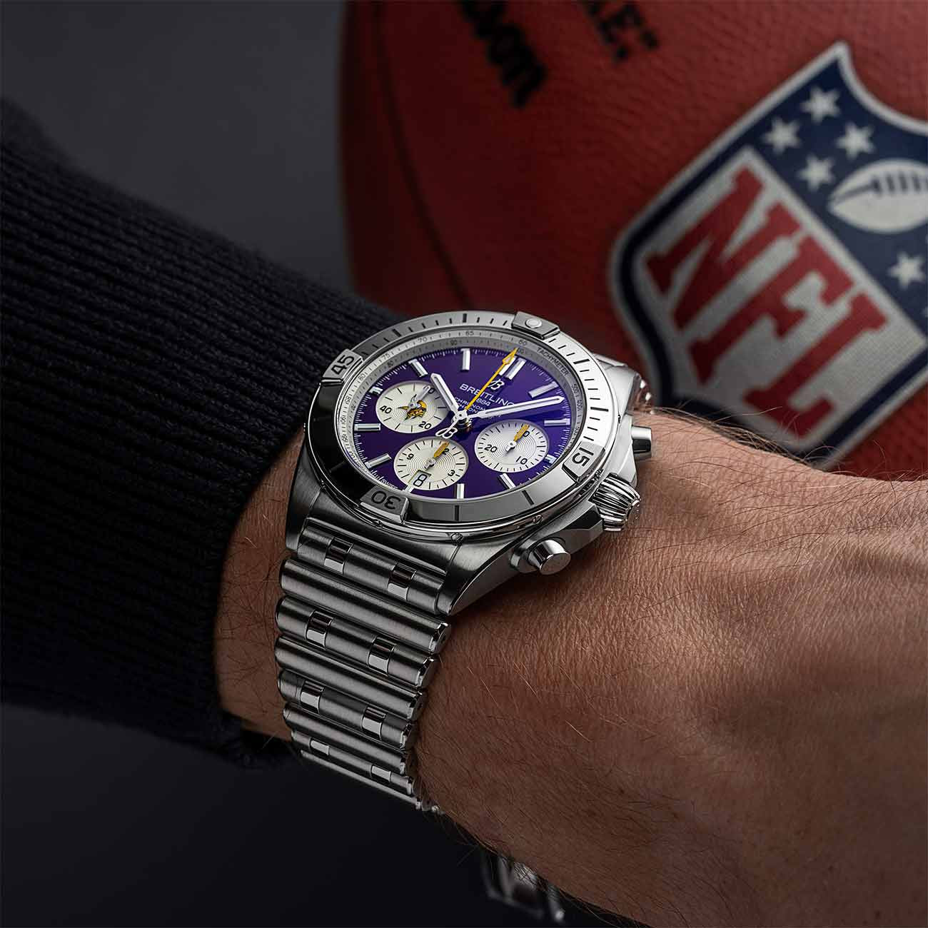 Breitling Chronomat B01 NFL Minnesota Vikings Edition with Rouleaux Steel Bracelet - 42mm