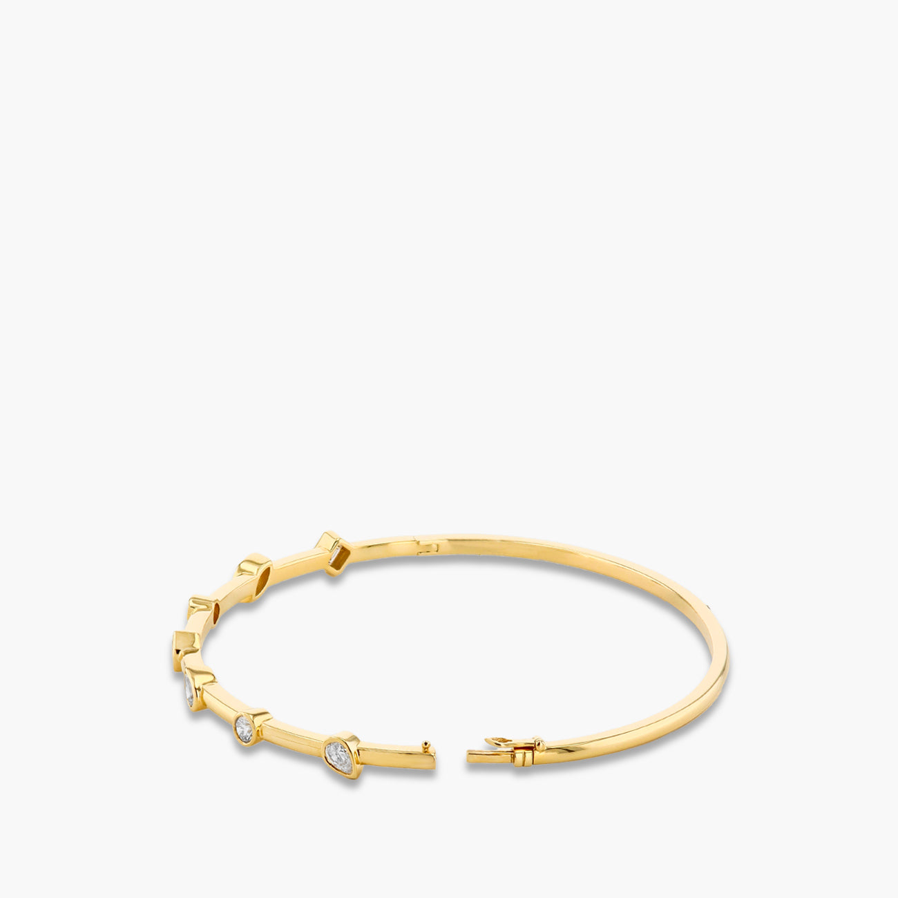 1 Carat Mixed Shape Diamond Hinged Bangle