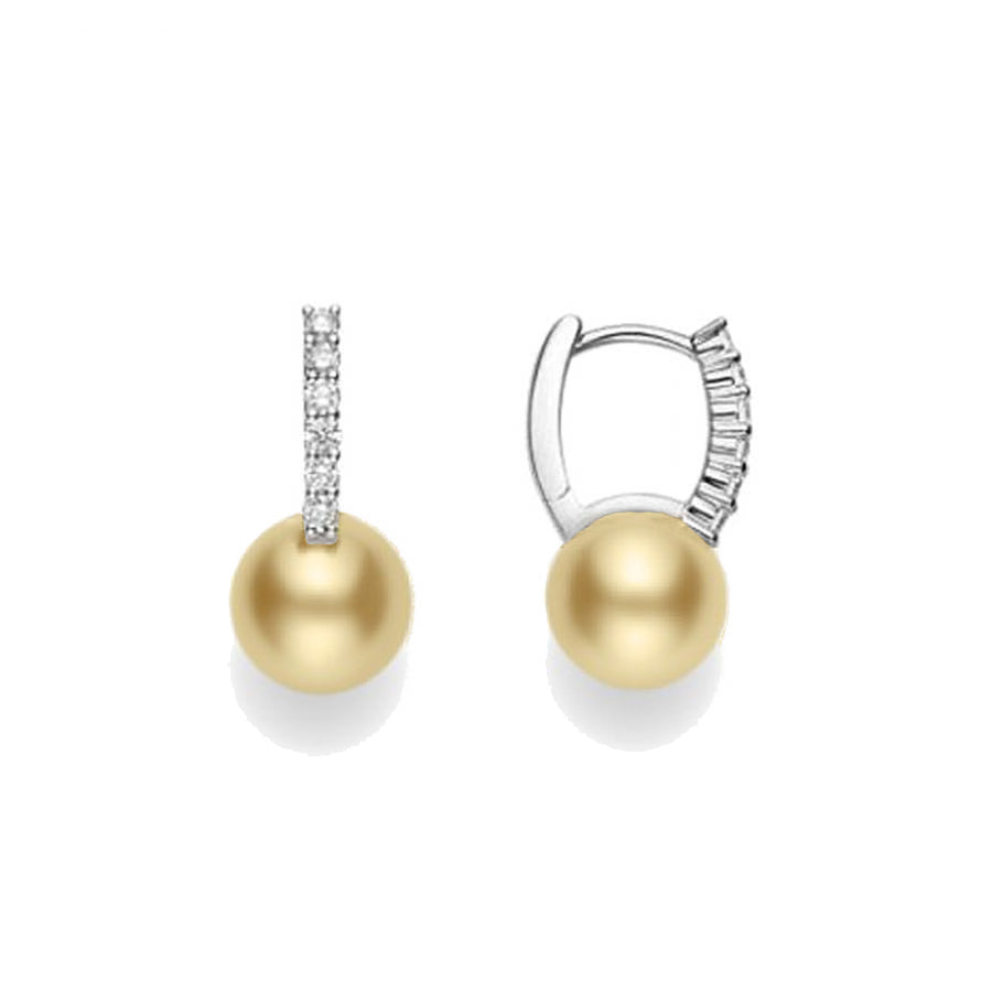 Mikimoto Classic Diamond South Sea Pearl Drop Earrings