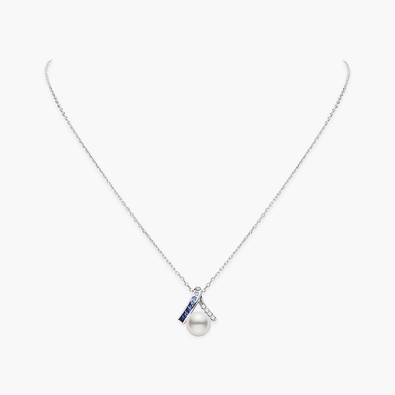 Mikimoto Ocean Collection Akoya Cultured Pearl and Blue Sapphire Pendant