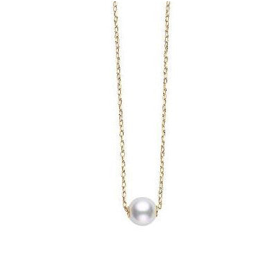 Mikimoto 8mm Akoya Pearl Yellow Gold Pendant Necklace