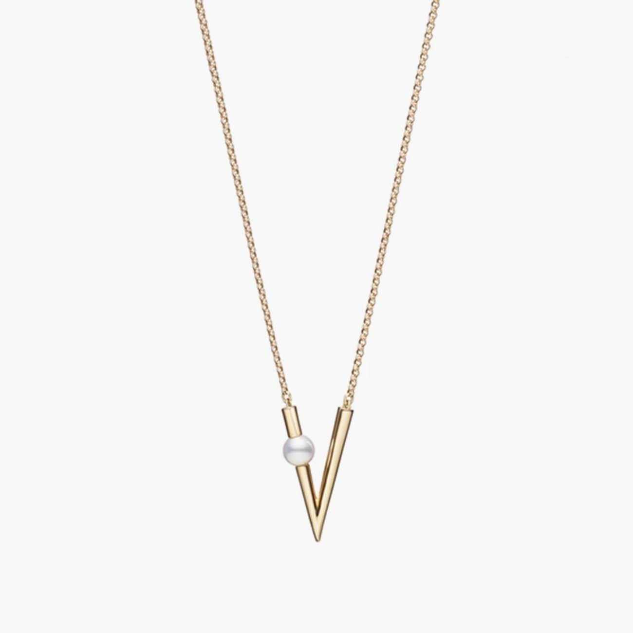 Mikimoto V Code Akoya Cultured Pearl Pendant in 18K Yellow Gold