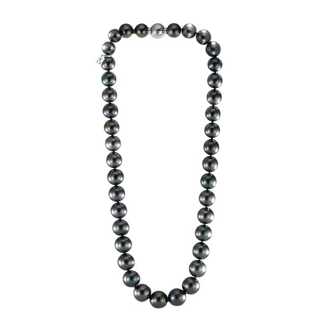 Mikimoto Black South Sea Pearl 18kt White Gold 17.5