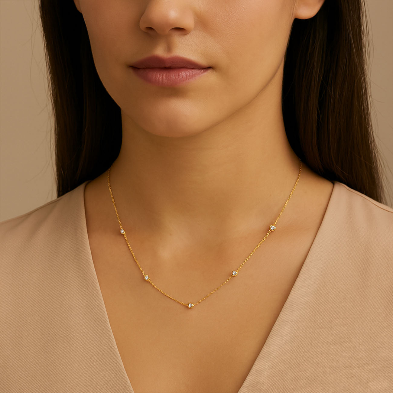 Roberto Coin Diamonds By The Inch Yellow Gold Necklace .25ctw