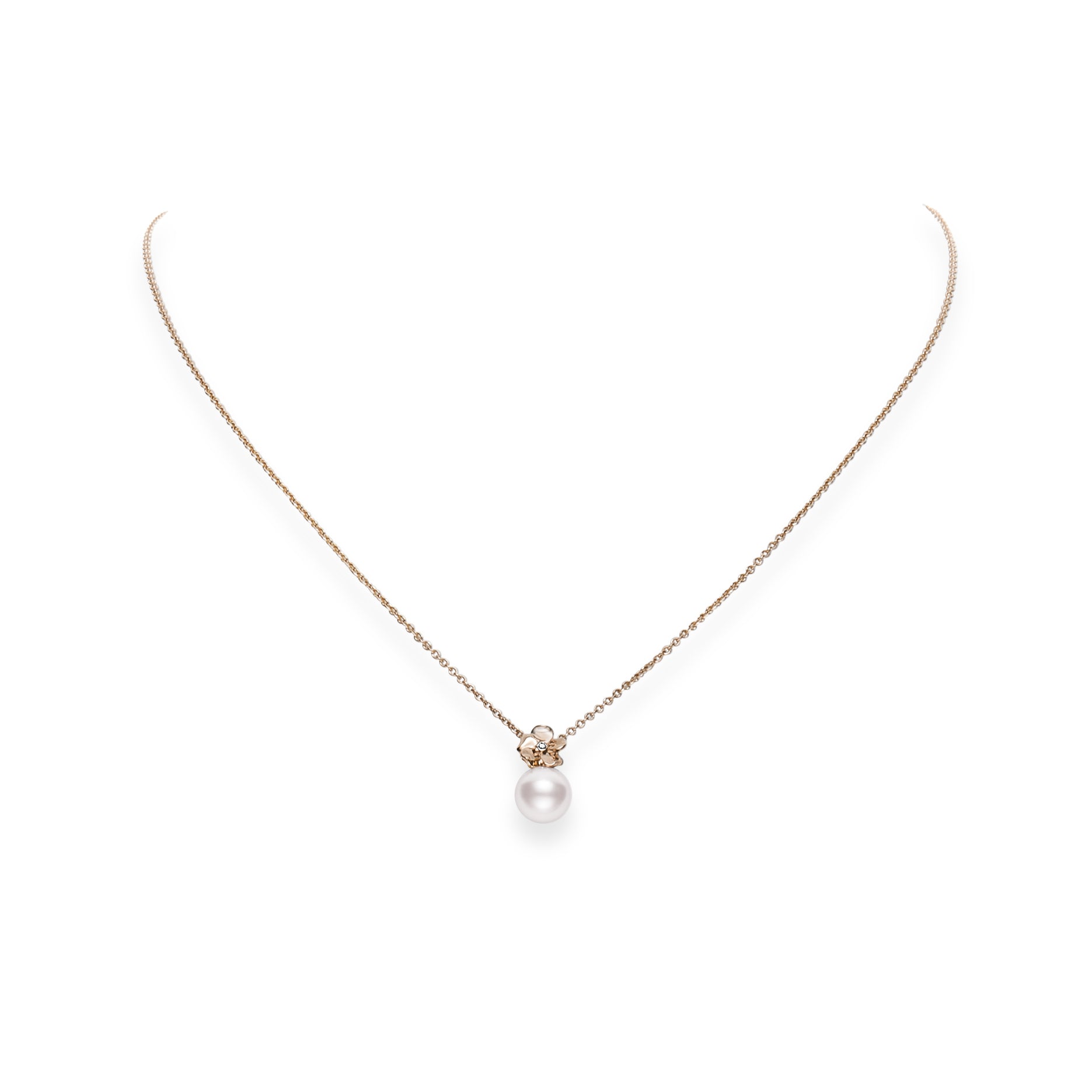 Mikimoto Pearl and Flower Diamond Necklace
