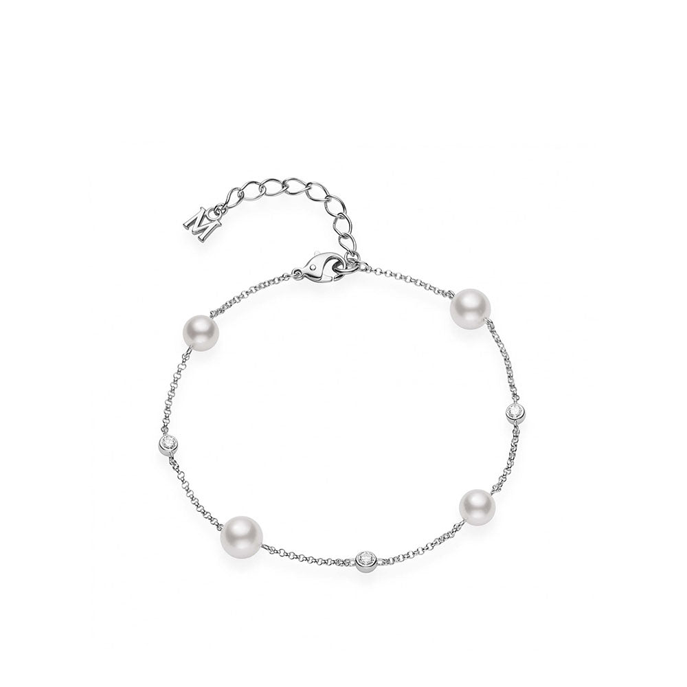 Mikimoto Pearl and Diamond Station Bracelet