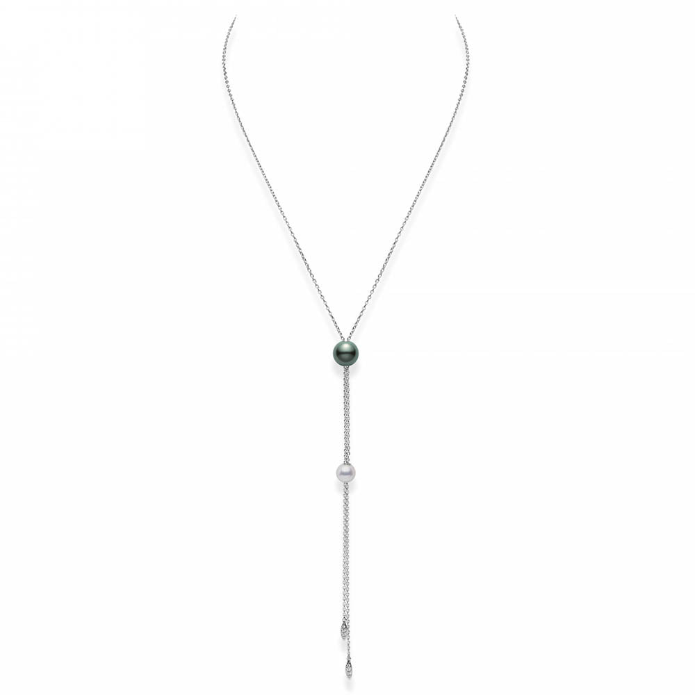 Mikimoto Multi Pearl Diamond Lariat Necklace