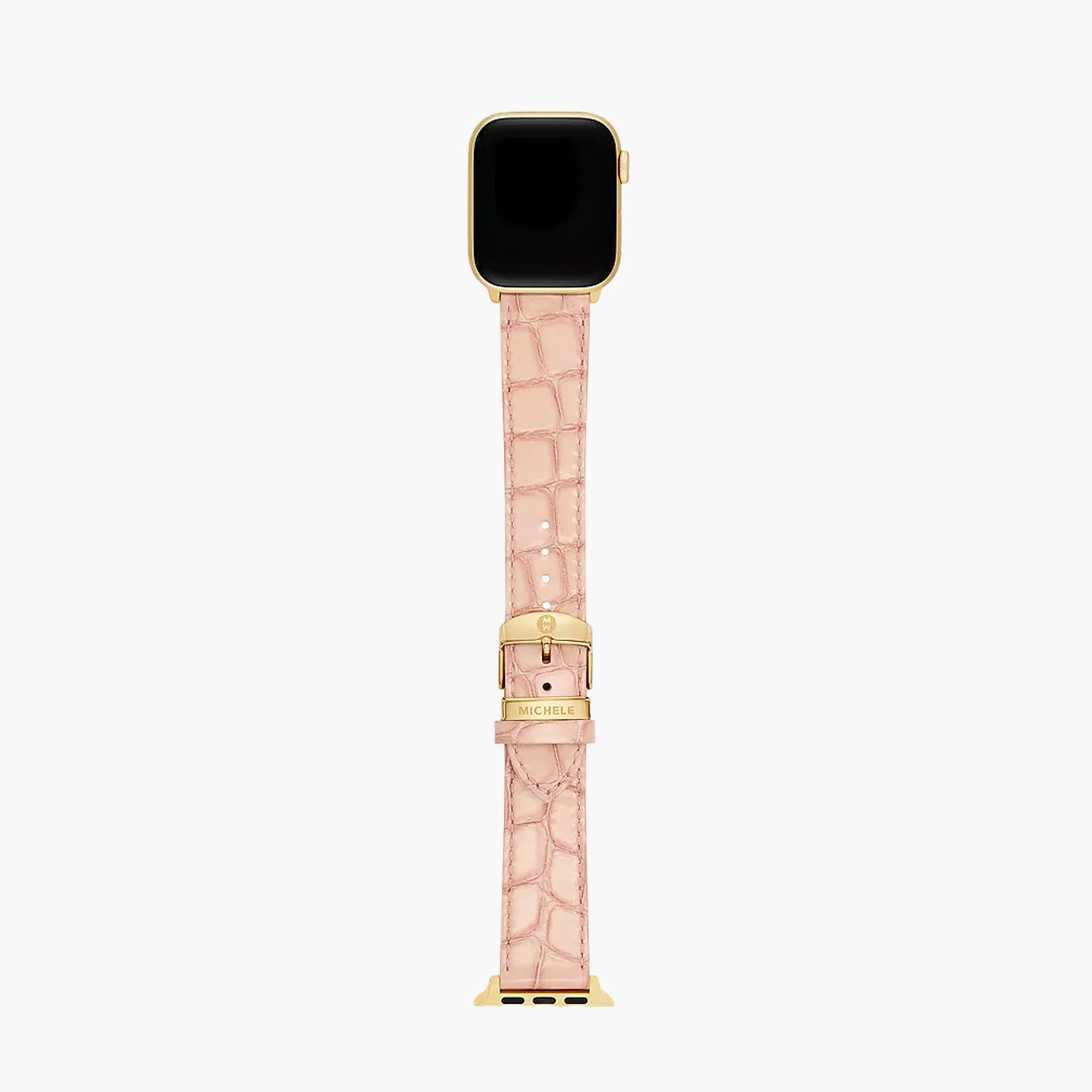 Michele Apple Watch Pink Crocodile Leather Strap