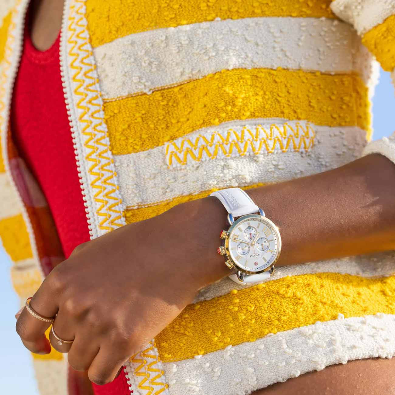 Michele Sporty Sport Sail Gold and White Watch - 38mm