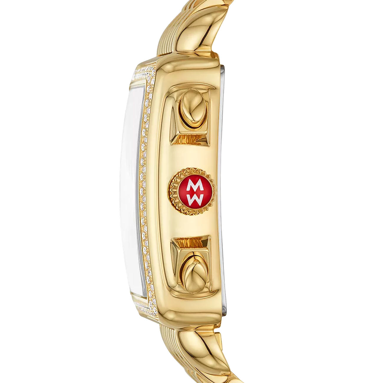 Michele Deco Watch Yellow Gold White Mother of Pearl and Diamond Dial