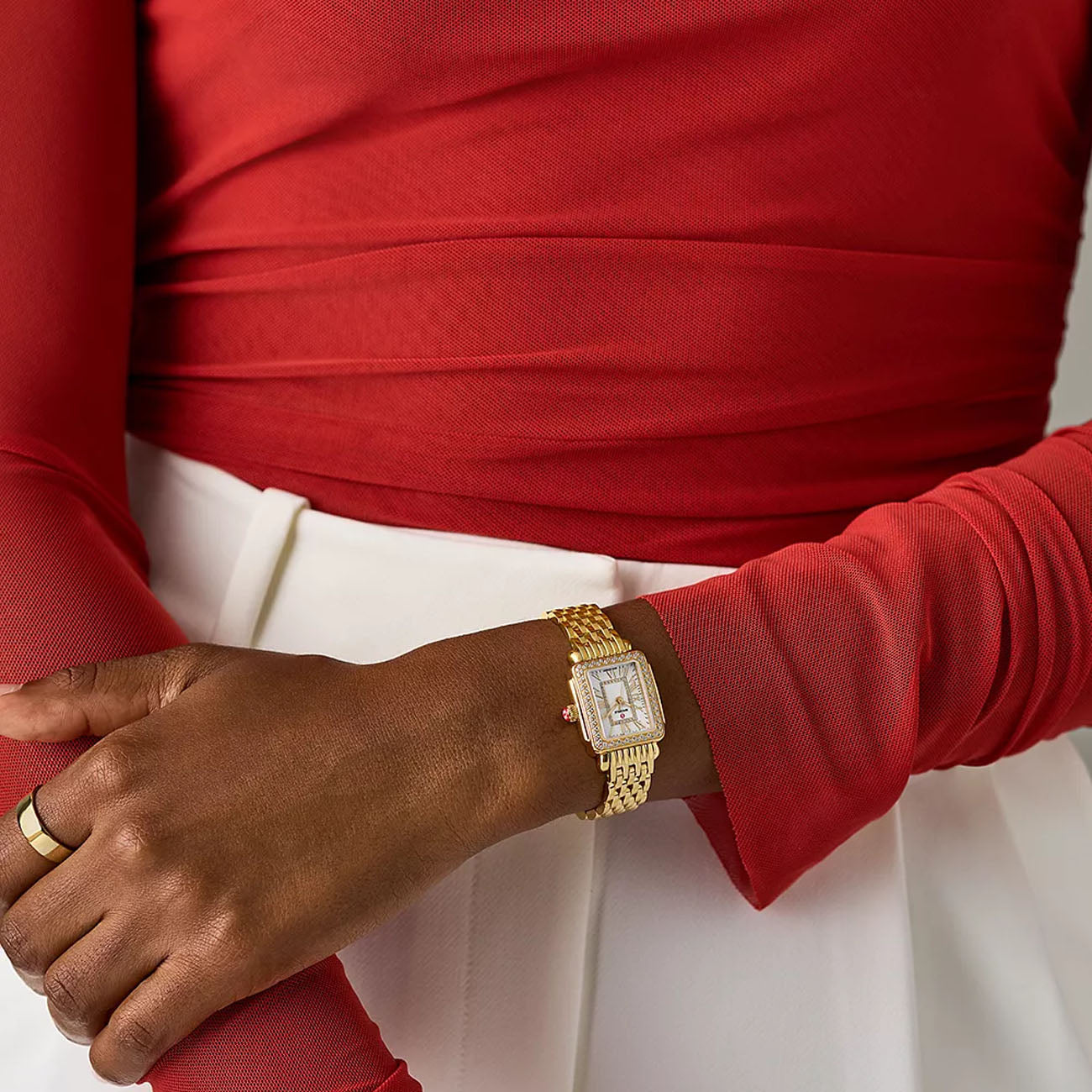 Michele Watch Deco Madison Mini Diamond in Yellow