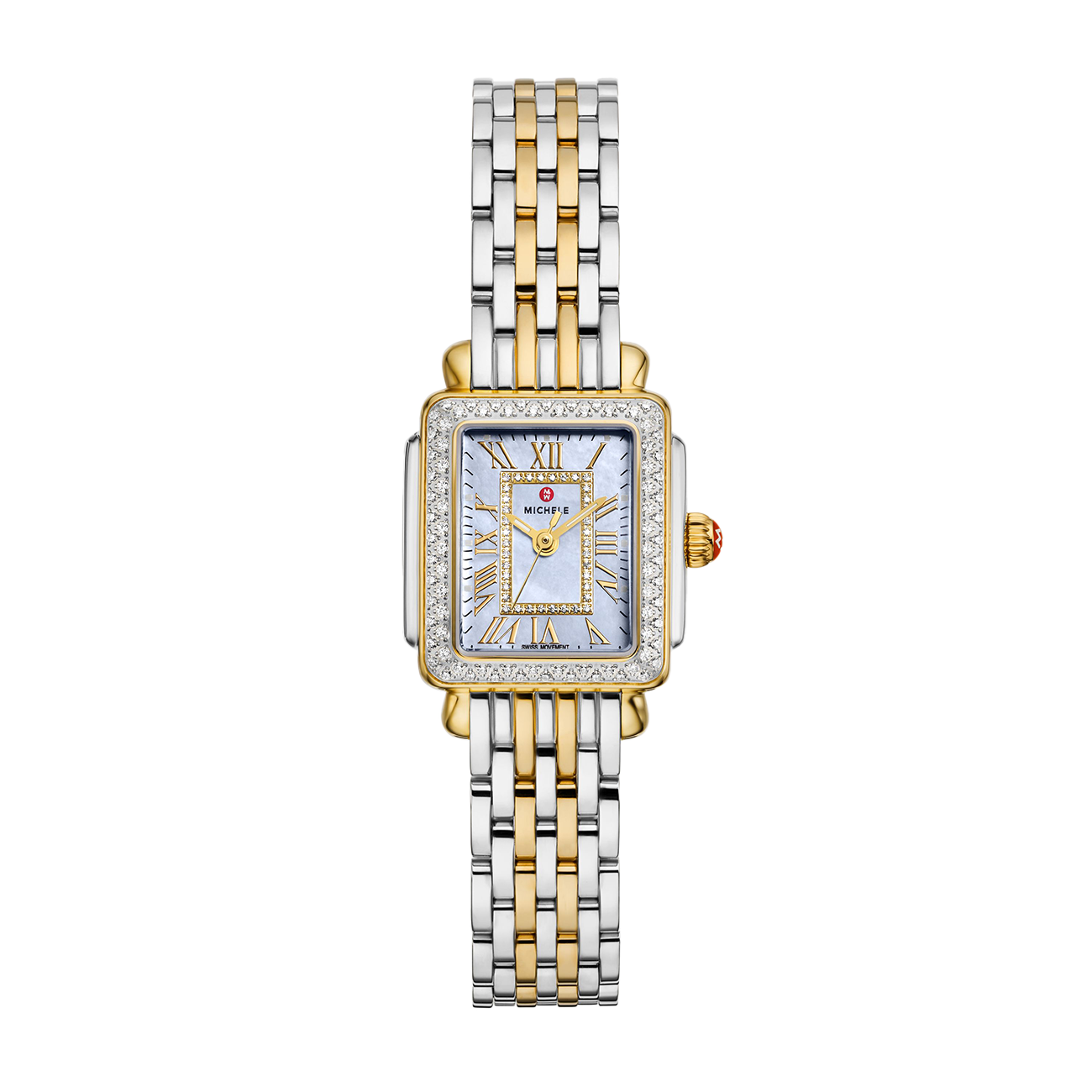 Michele Watch Deco Madison Mini Mother of Pearl in Two-Tone