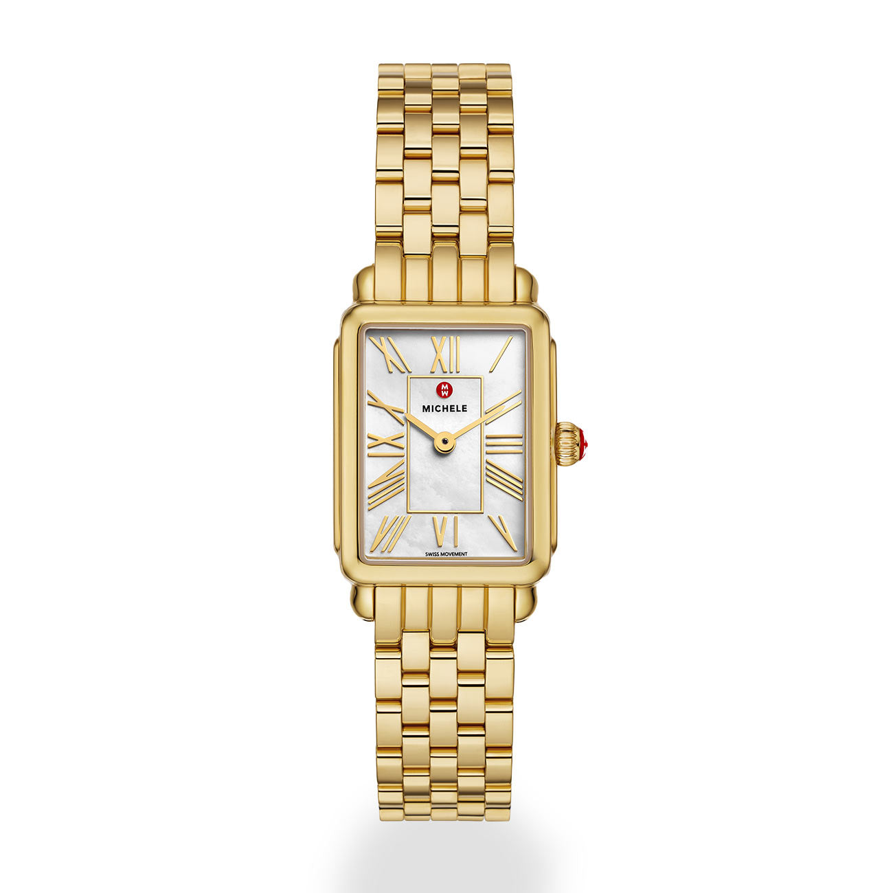Michele Deco Park Yellow Gold Mother-of-Pearl Dial Watch