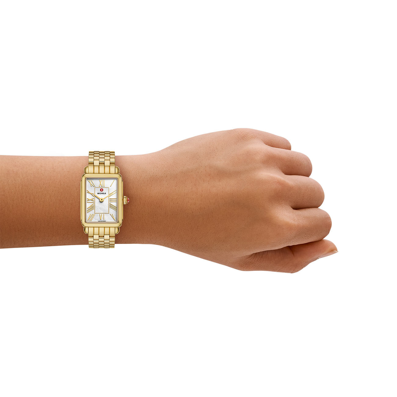 Michele Deco Park Yellow Gold Mother-of-Pearl Dial Watch