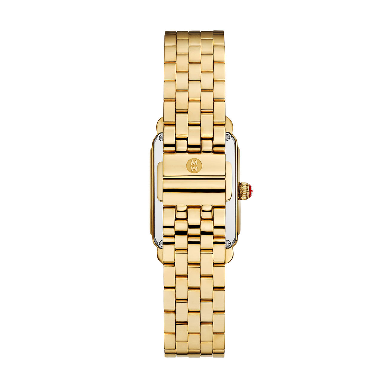 Michele Deco Park Dark Cherry Dial Gold Watch