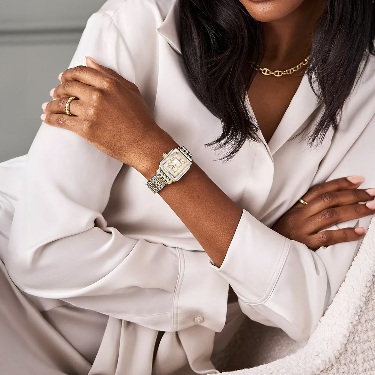 Michele Deco Madison Mid Two-Tone Diamond Watch