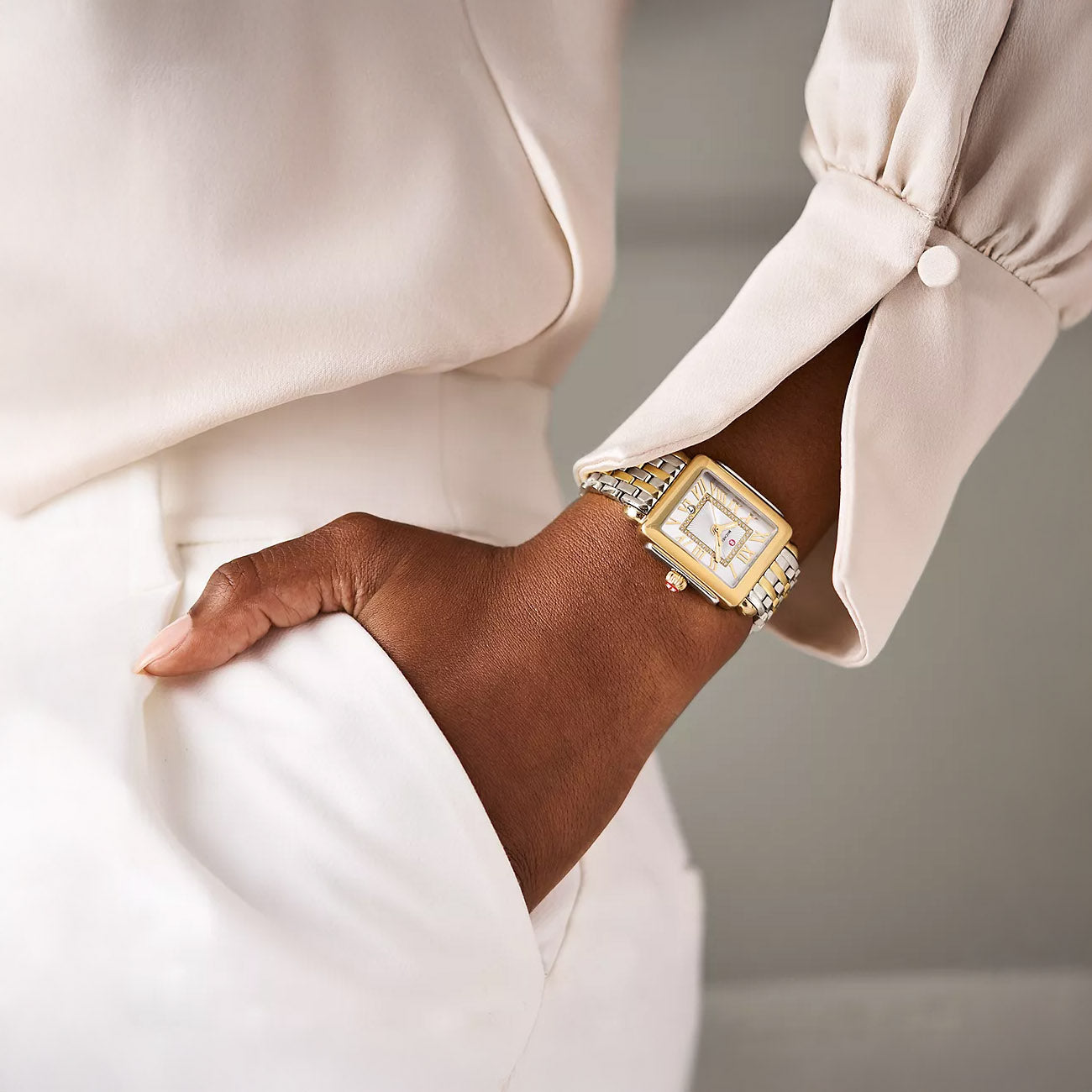 Michele Deco Madison Mid Two Tone Diamond Dial Watch