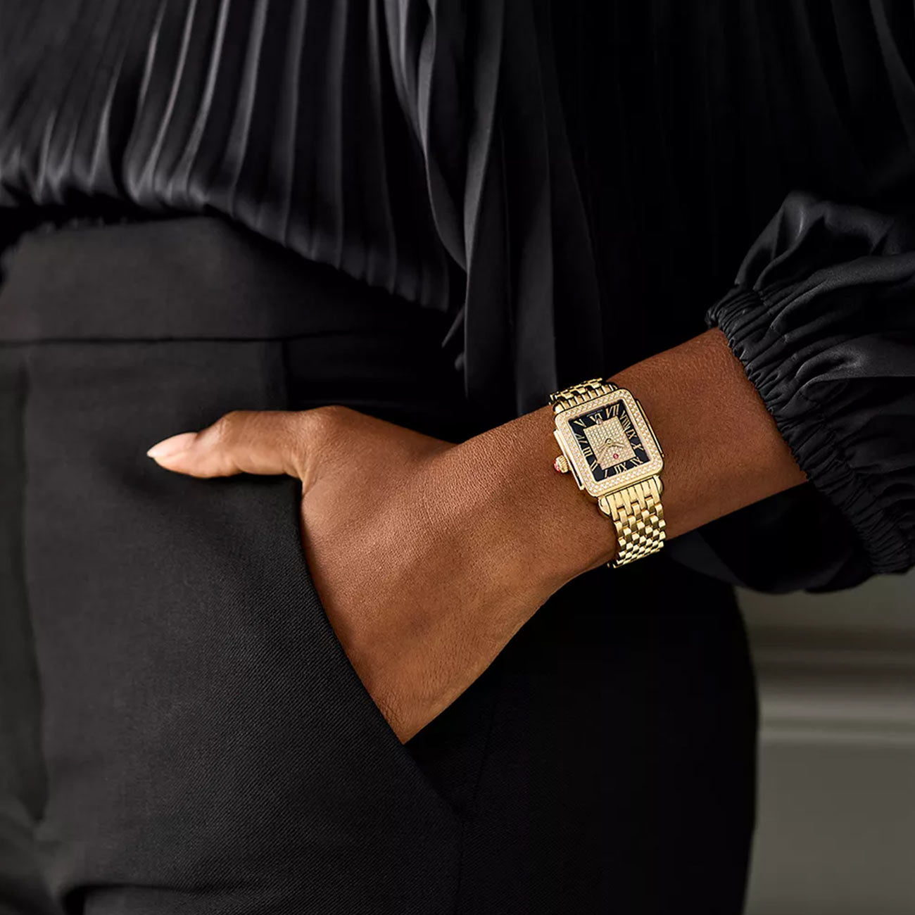 Michele Limited Edition Deco Madison Mid Black Dial Diamond Watch