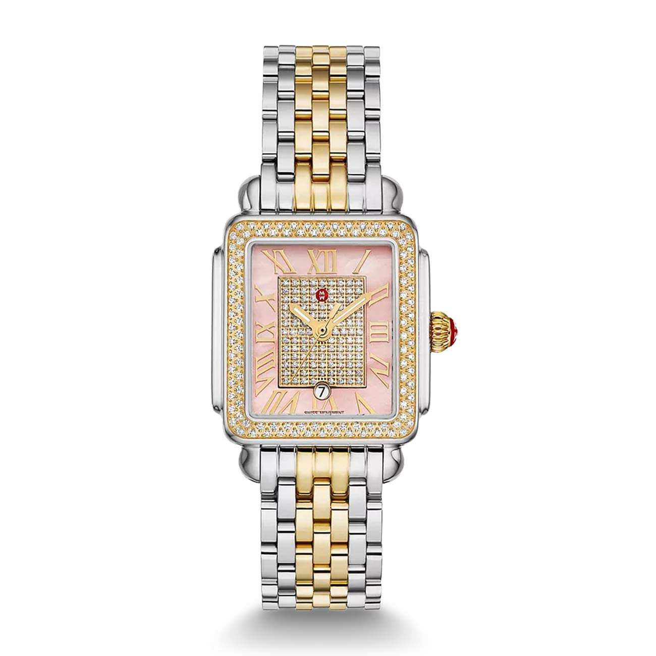 Michele Limited Edition Madison Mid Pink Mother-of-Pearl Dial Two-Tone Diamond Watch