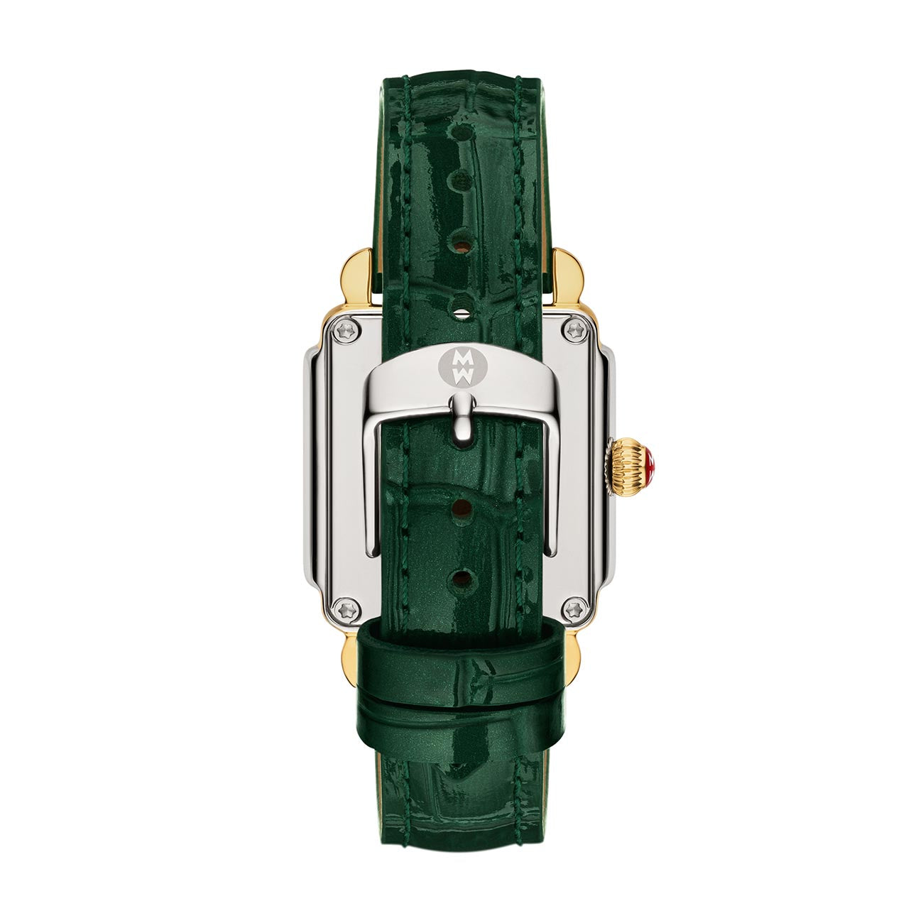 Michele Deco Mid Diamond Watch with Green Leather Strap