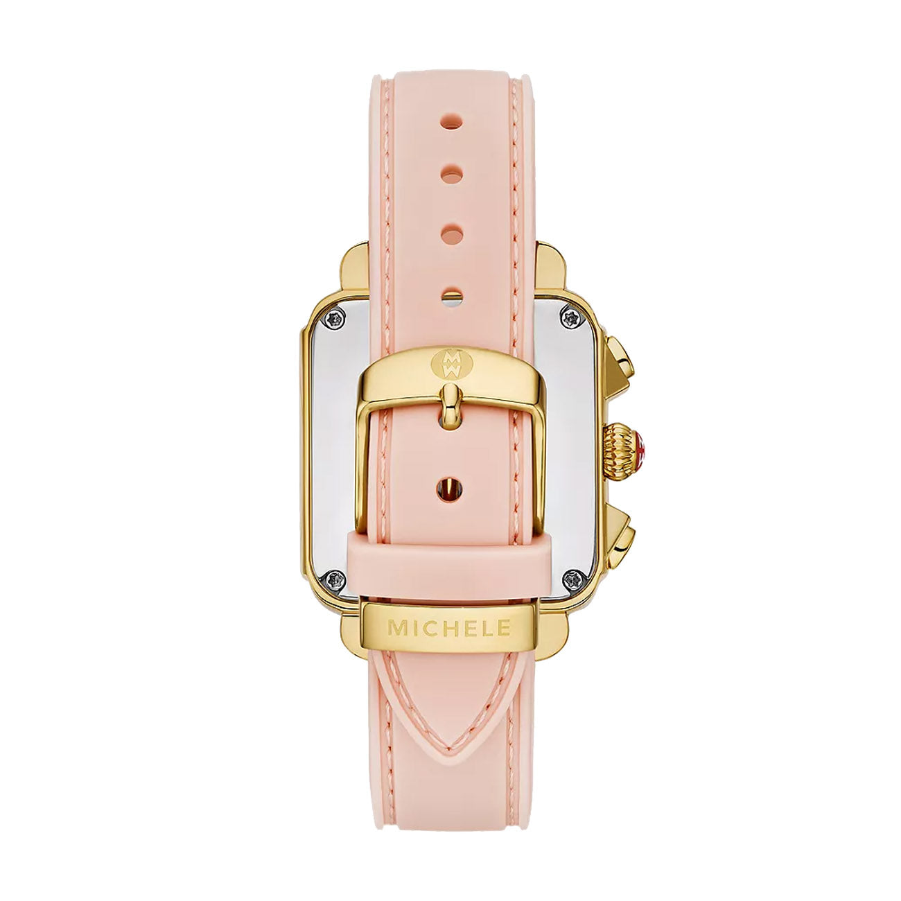 Michele Deco Sport Gold Chronograph with Pink Silicone Strap
