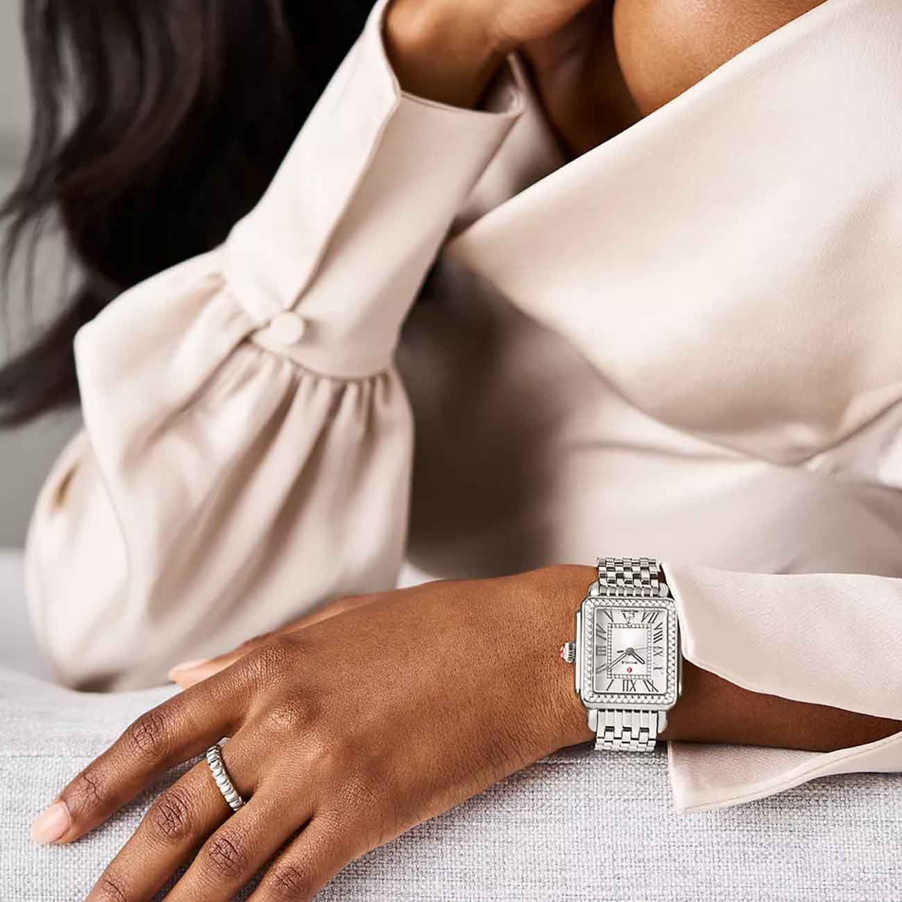 Michele Deco Madison Stainless Steel Diamond Watch