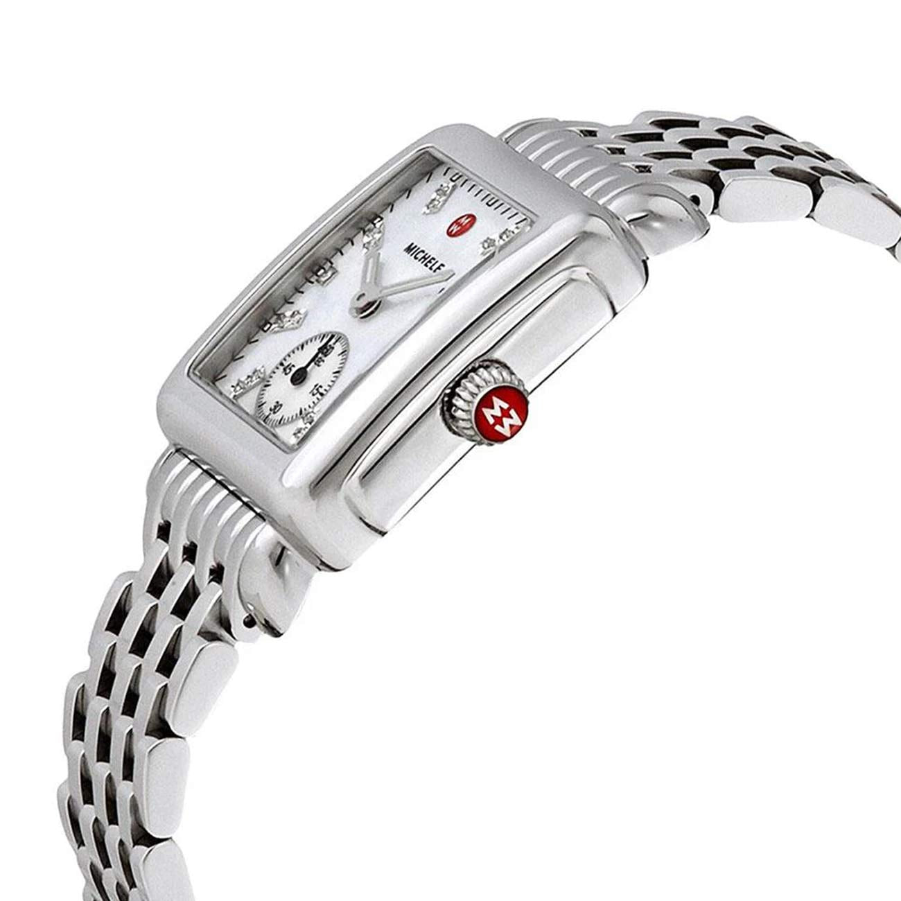 Michele Deco Mid Mother of Pearl Diamond Dial Steel Watch