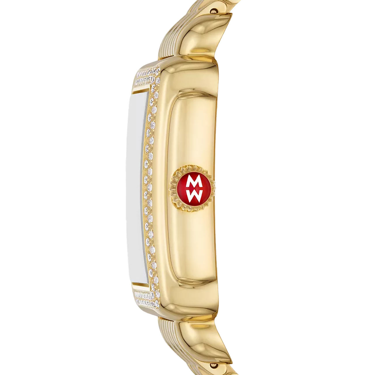 Michele Deco Mid Mother Of Pearl Diamond Dial Gold Plated