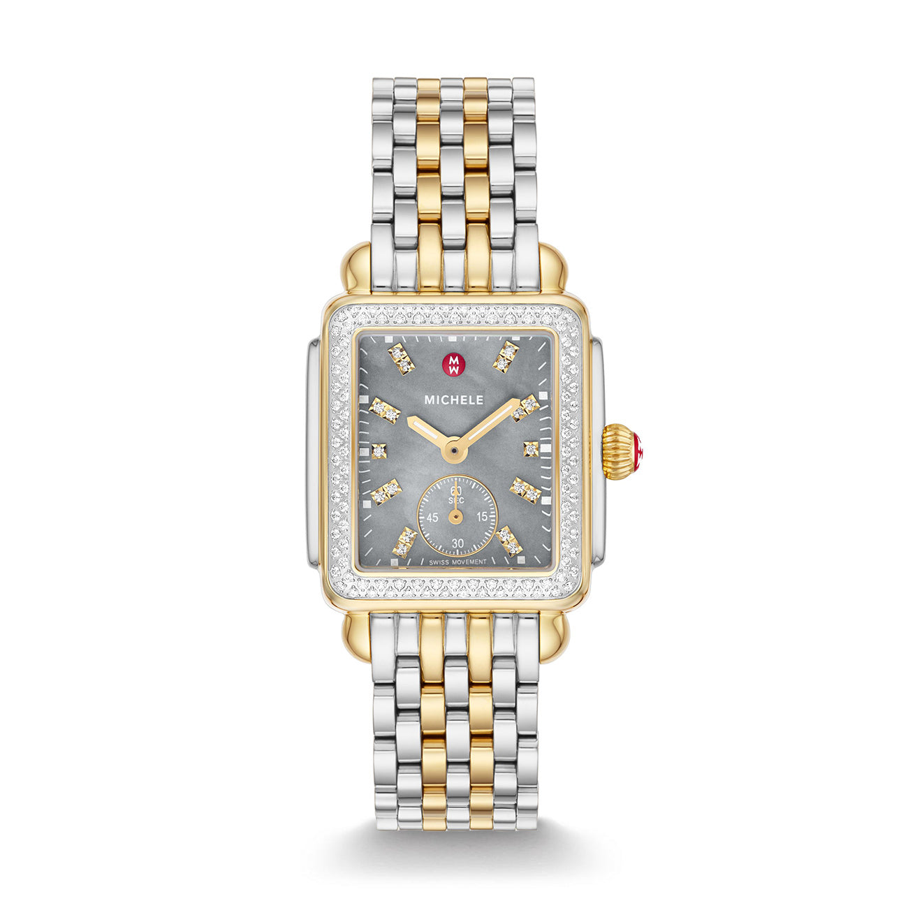 Michele Deco Mid Gray Mother-of-Pearl Diamond Watch