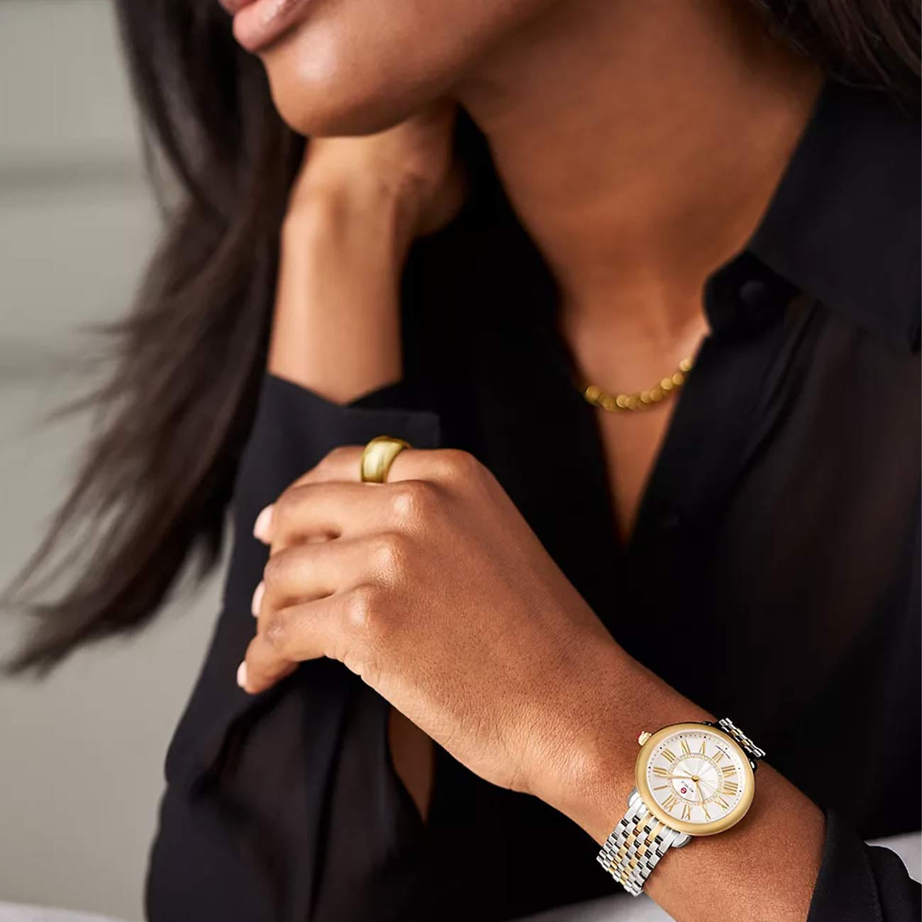 Michele Serein Mid Two Tone Diamond Dial Watch – 36mm