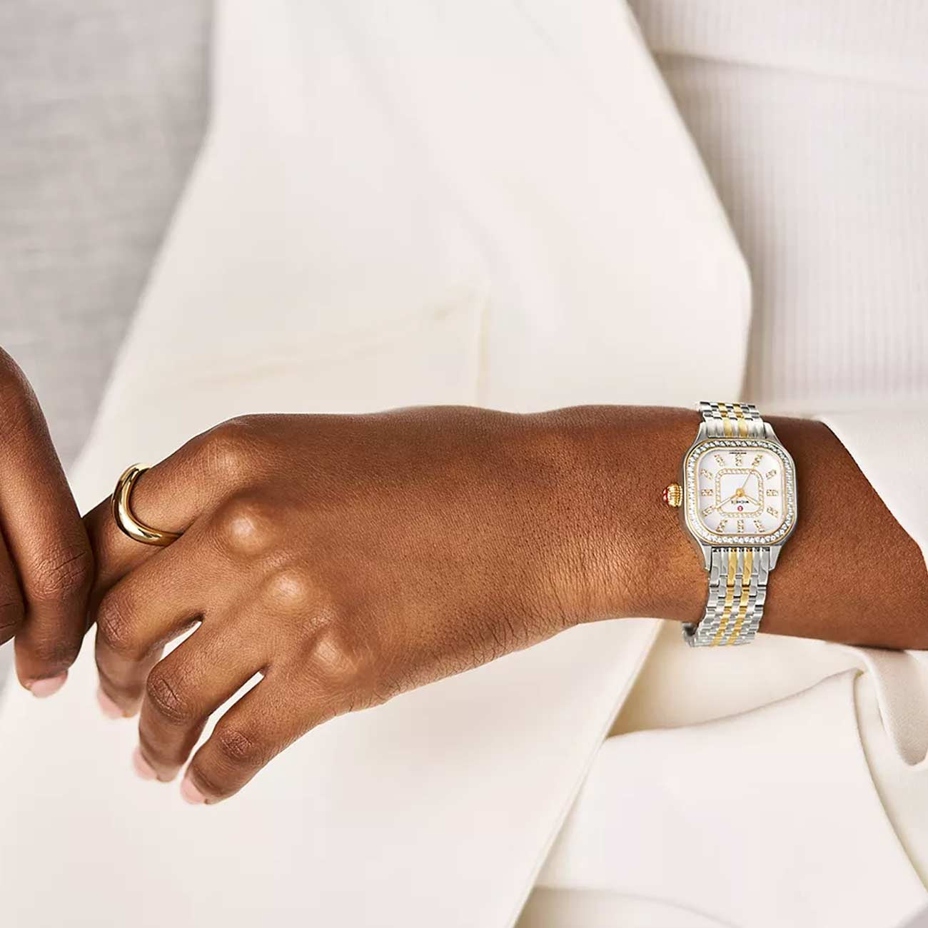 Michele Meggie Two Tone Diamond Watch