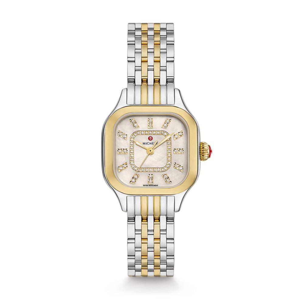 Michele Meggie Mother of Pearl Diamond Dial Two-Tone Watch