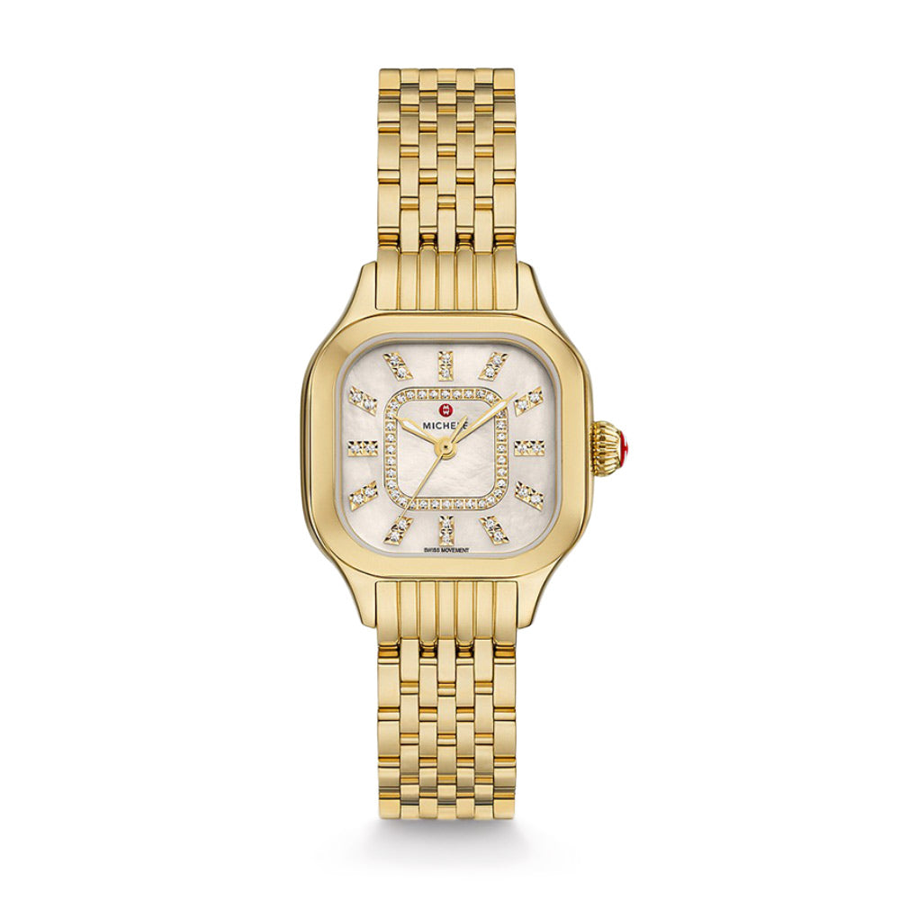 Michele Meggie Mother of Pearl Diamond Dial Gold Plated Watch