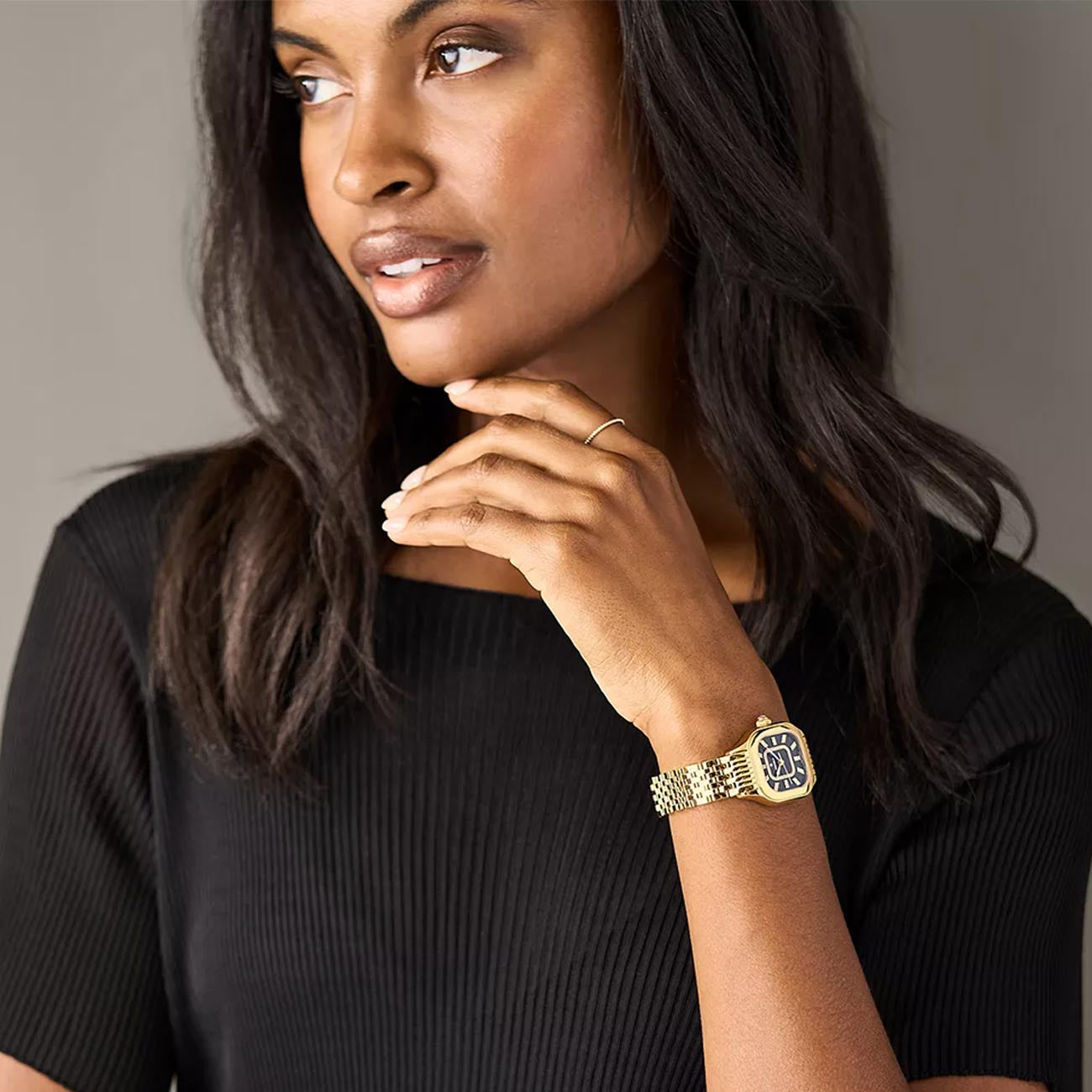 Michele Meggie Black Dial Diamond Watch