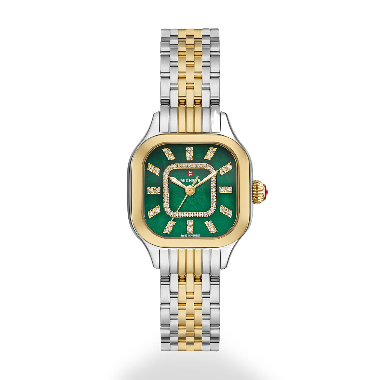 Michele Meggie Two-Tone Lush Green Dial Diamond Watch