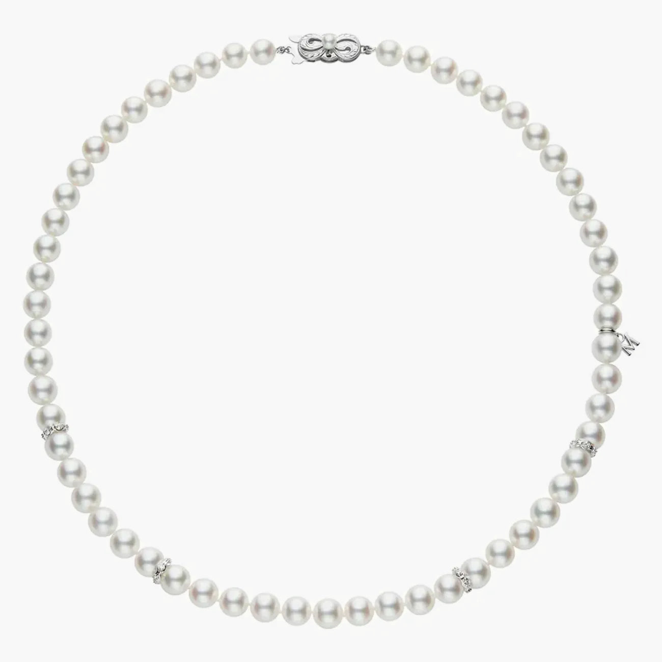 Mikimoto Cultured Akoya Pearl and Diamond Rondell Necklace