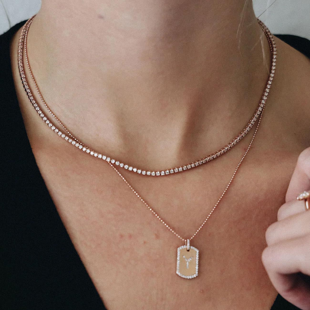 Yellow Gold Tennis Necklace by Carbon and Hyde