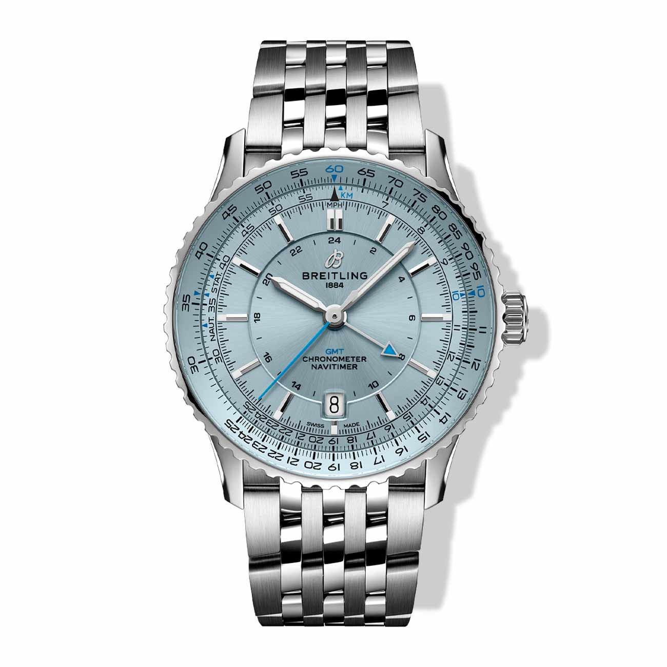 Breitling Navitimer Automatic GMT 41 Light Blue Dial on Bracelet- 41mm